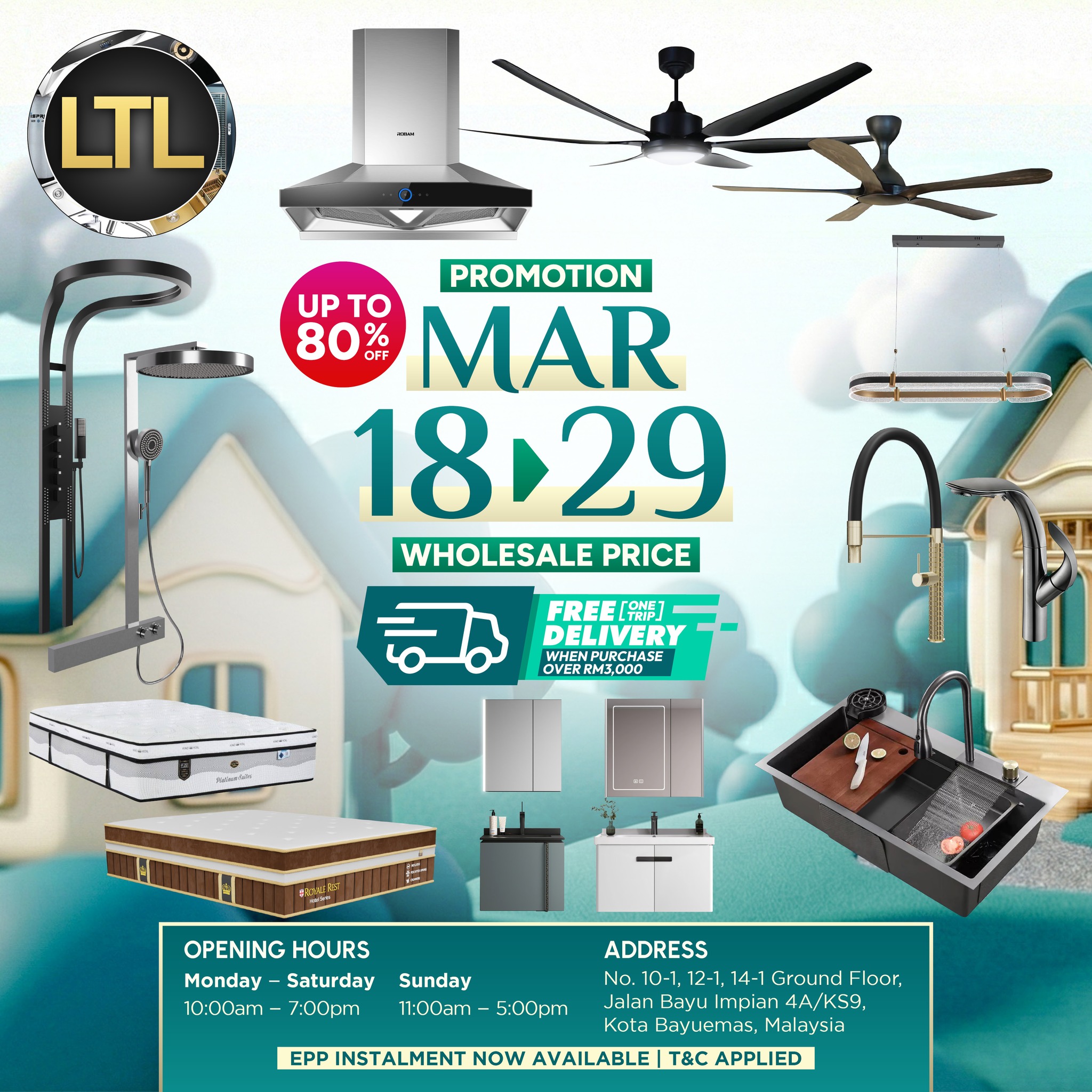 LTL Bath, Kitchen, Lighting & Mattress - Bayuemas Bukit Tinggi Klang Facebook ad: 𝐁𝐀𝐓𝐇 𝐊𝐈𝐓𝐂𝐇𝐄𝐍 𝐋𝐈𝐆𝐇𝐓𝐈𝐍𝐆 𝐌𝐀𝐓𝐓𝐑𝐄𝐒𝐒
