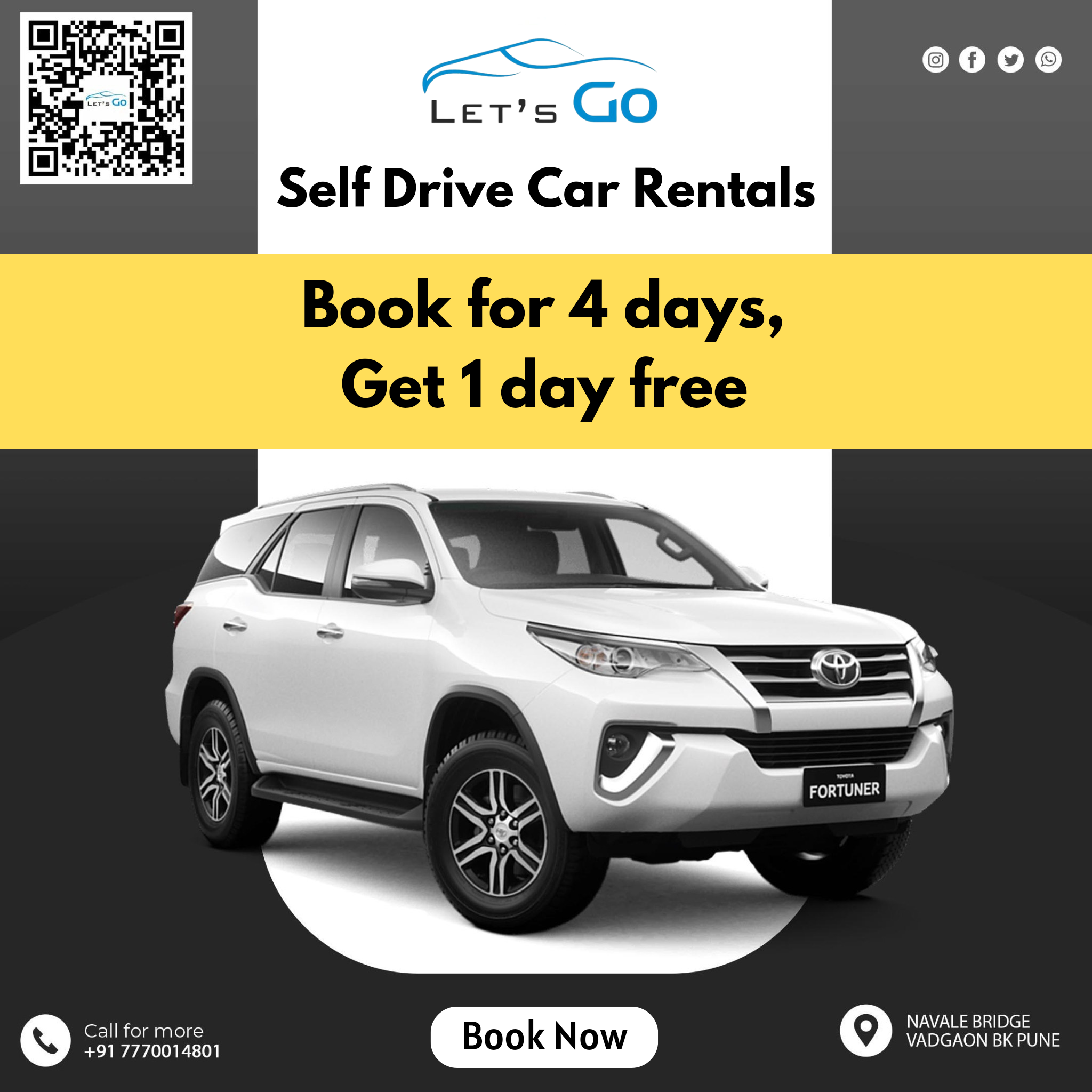 Let's Go Car Rental Facebook ad: Rent Your Car Here