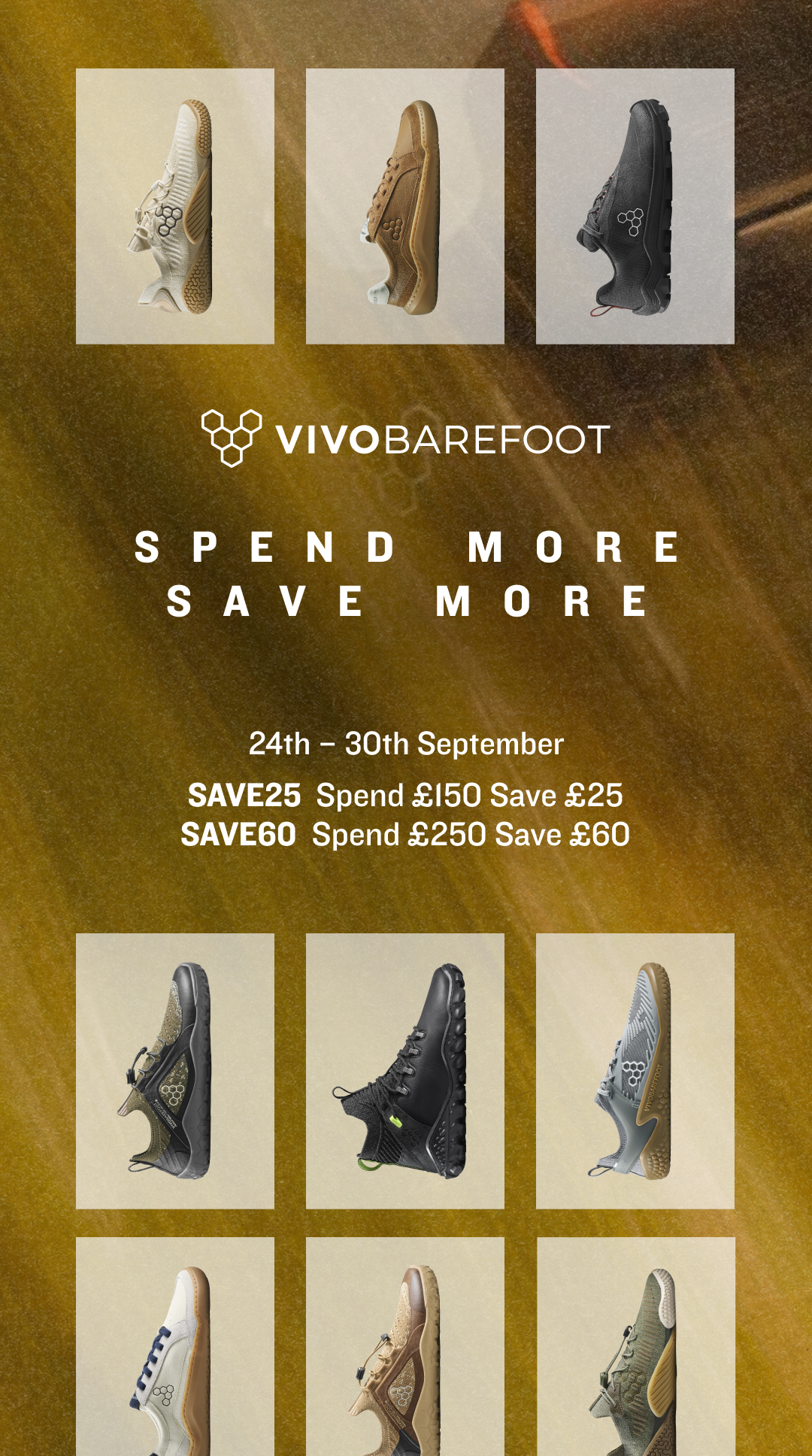 Vivobarefoot Facebook ad: Spend and Save