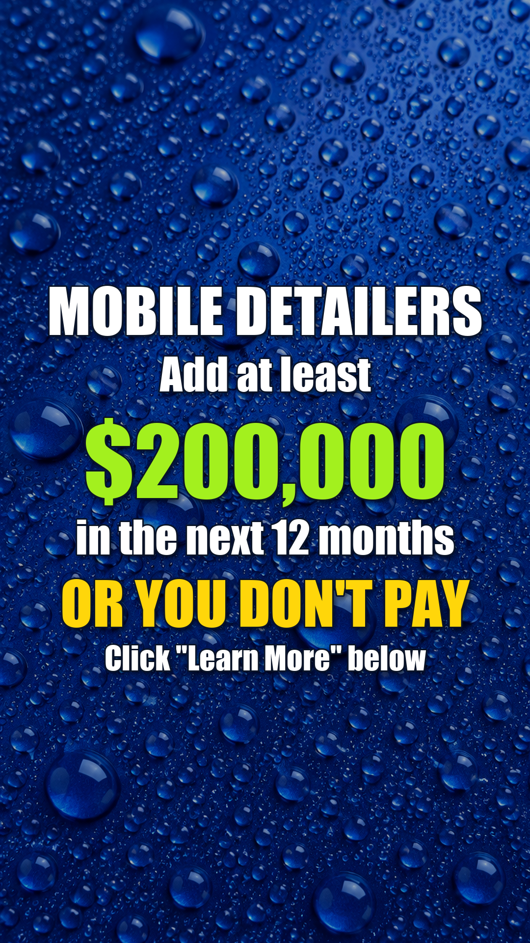 Rocket Detailer Facebook ad: Add at least $200,000 to your mobile detailing…
