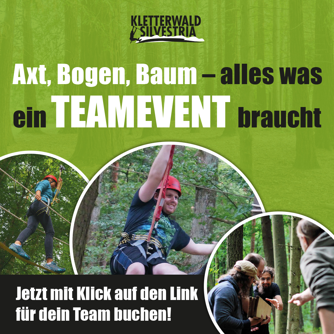Kletterwald Silvestria Facebook ad: Ein Teamevent, das allen Herausforderungen, Spaß und…