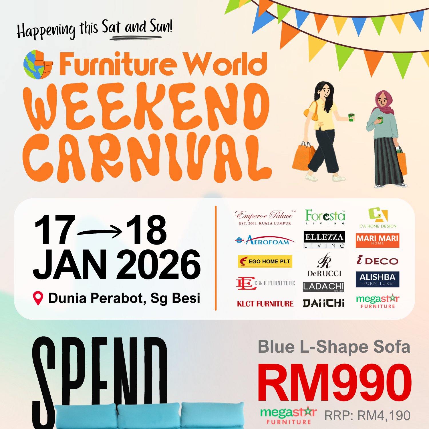 Furniture World Malaysia Facebook ad: HAPPENING THIS WEEKEND!