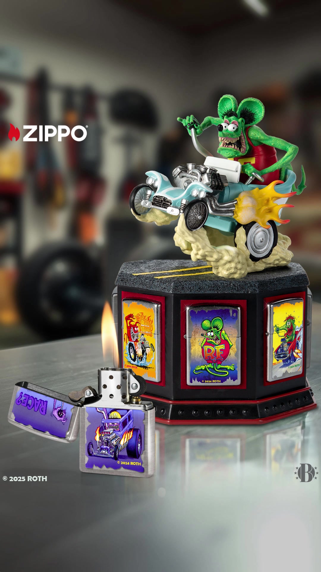 The Bradford Exchange Facebook ad: Rat Fink Zippo Lighter Collection
