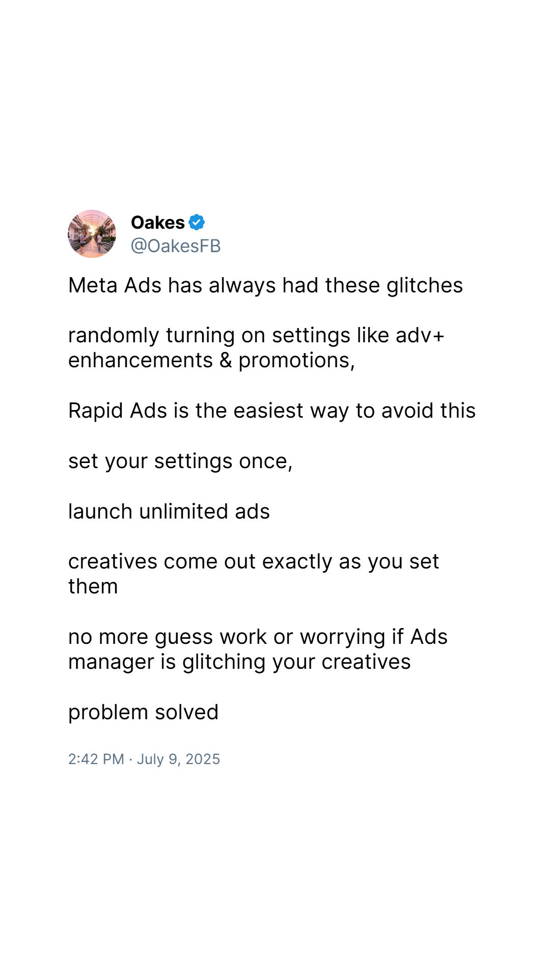 Rapid Ads Facebook ad