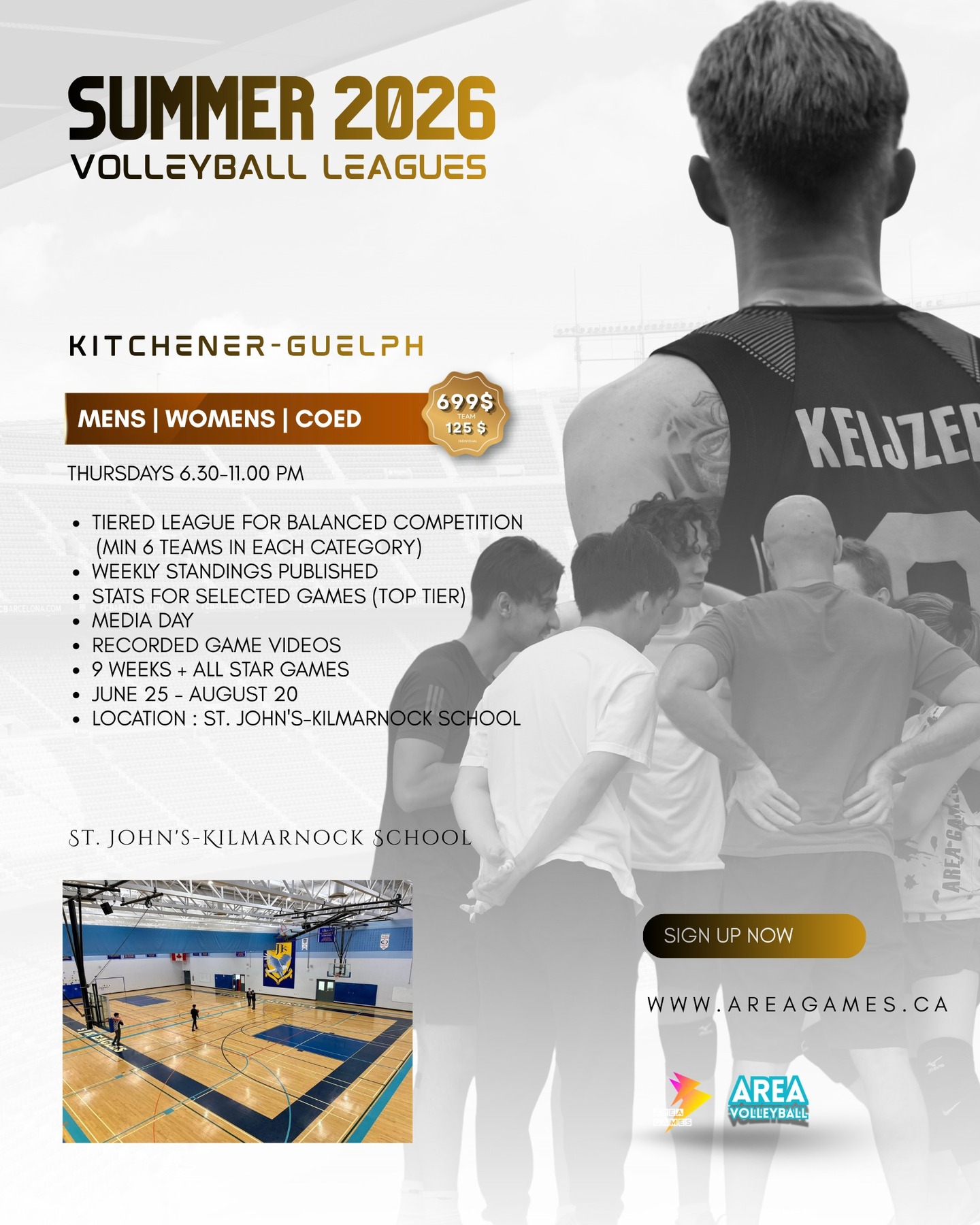 AREA Games Facebook ad: Kitchener-Waterloo-Cambridge-Guelph volleyball is back…