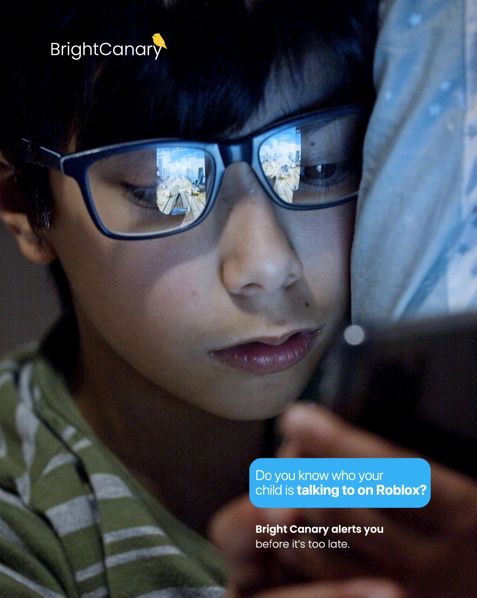 BrightCanary Facebook ad: Monitor your child's Roblox and Snapchat DMs for…