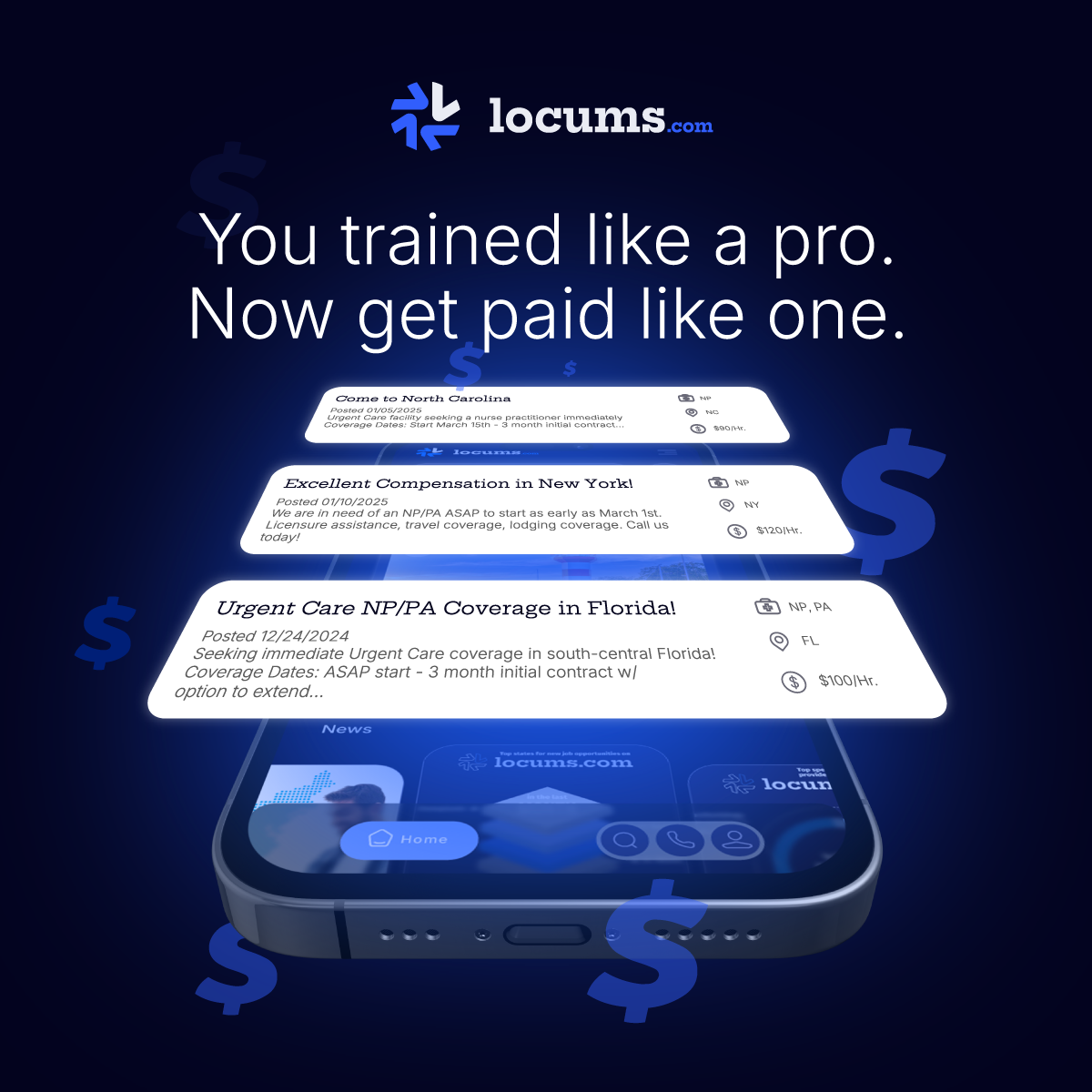 Locums Job Board Facebook ad: Locums.com makes it easy to explore high-paying locum…
