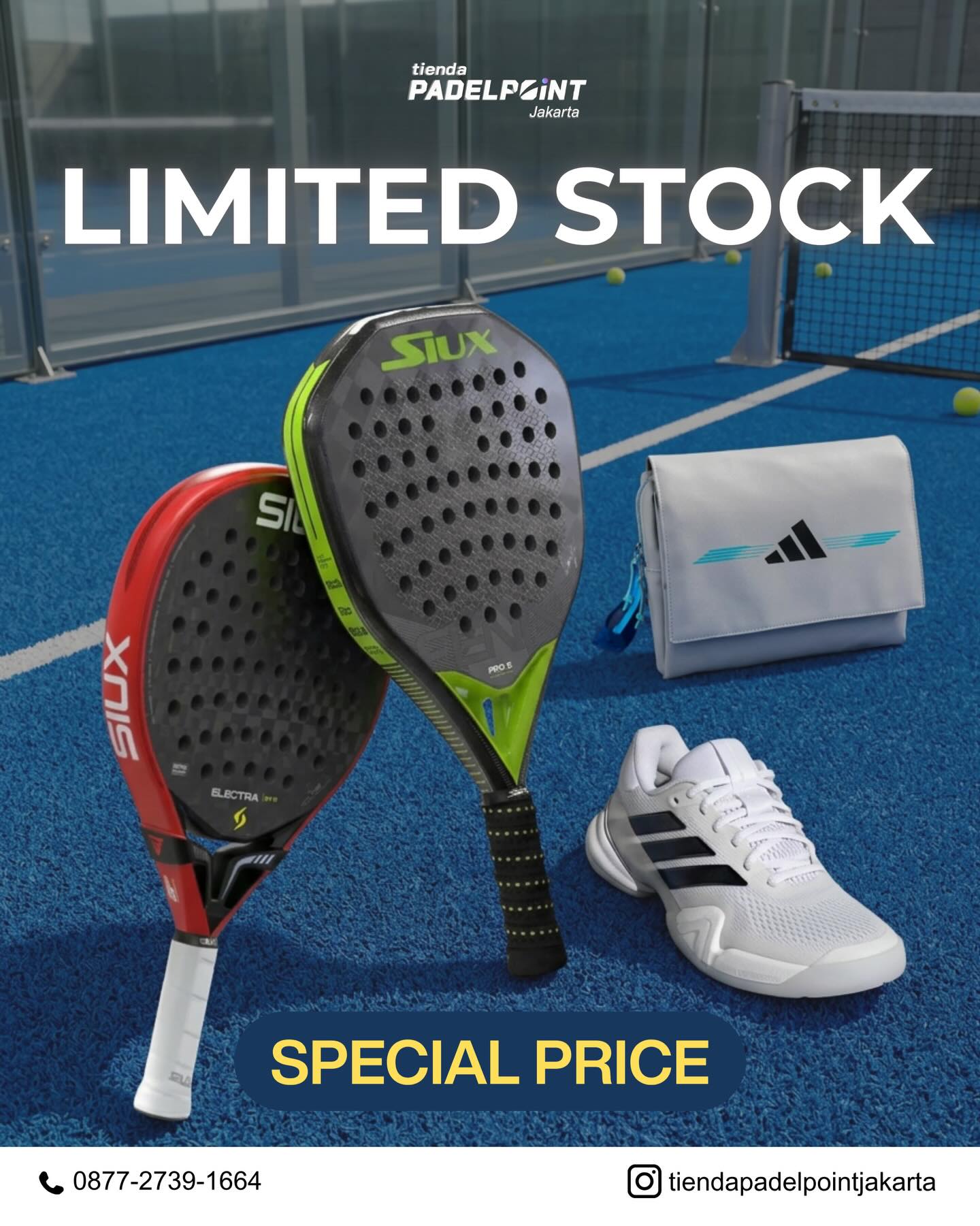 Tienda Padelpoint Jakarta Facebook ad: LIMITED STOCK. SPECIAL PRICE.