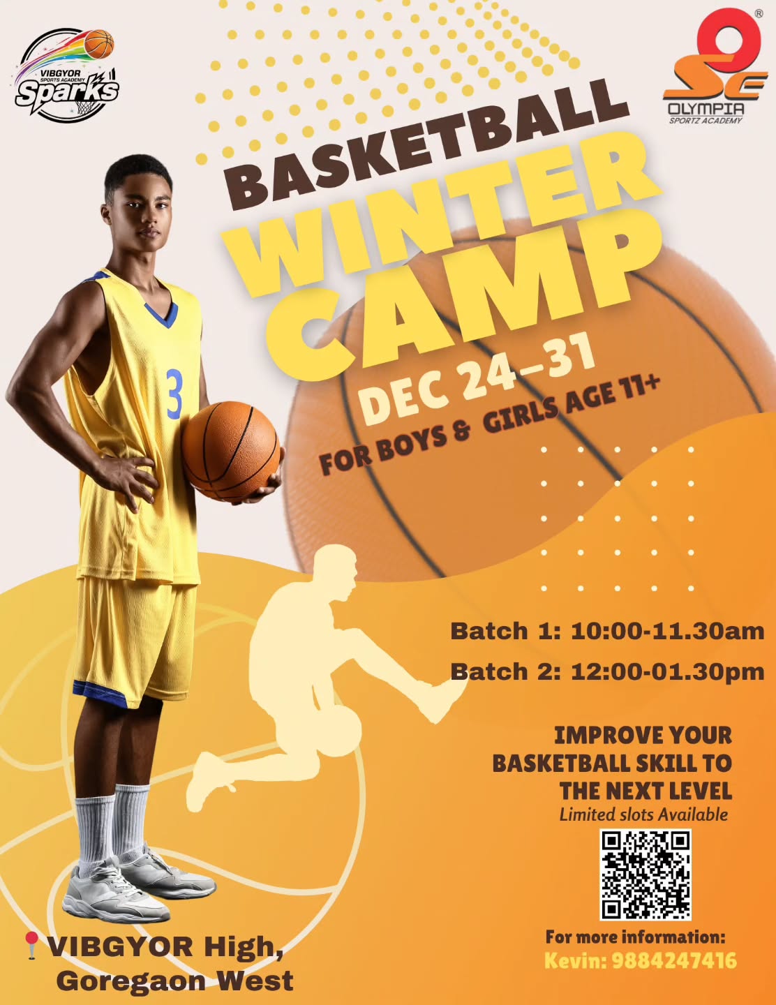 Vibgyor Sports Academy Sparks Facebook ad: Winter Basketball Camp 2025 - Join Now!