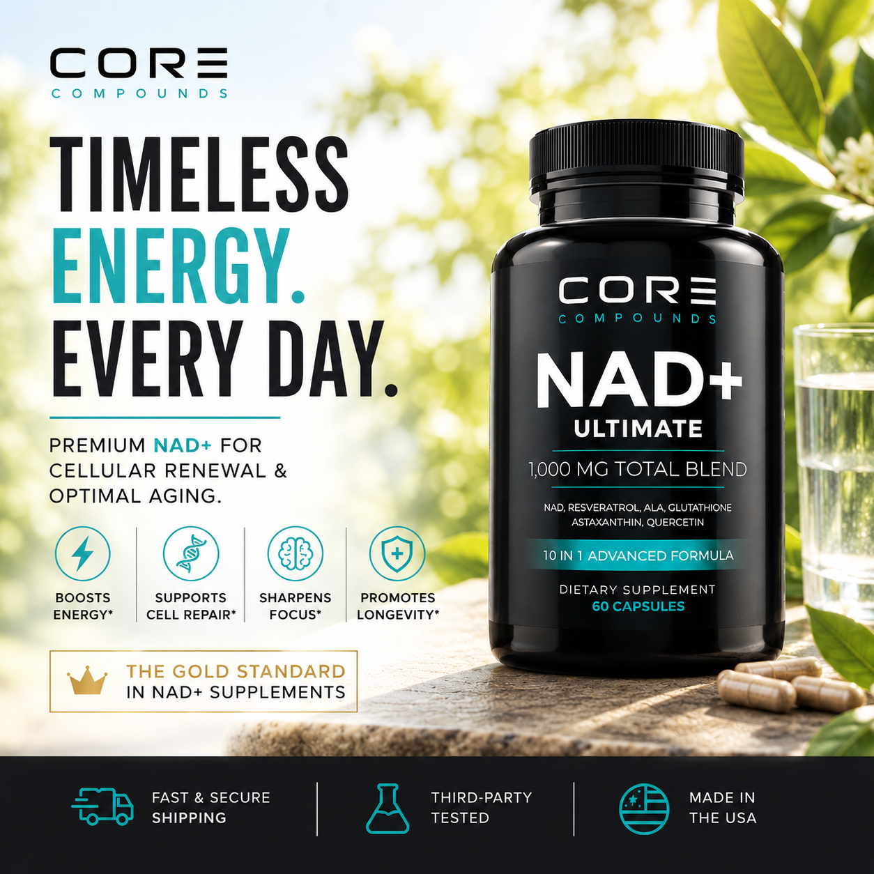 Core Compounds Facebook ad: Repair Your Cells, Not Just Your Routine.