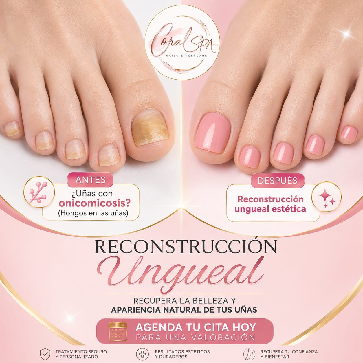 Coral Spa Facebook ad: ¿Uñas con onicomicosis?