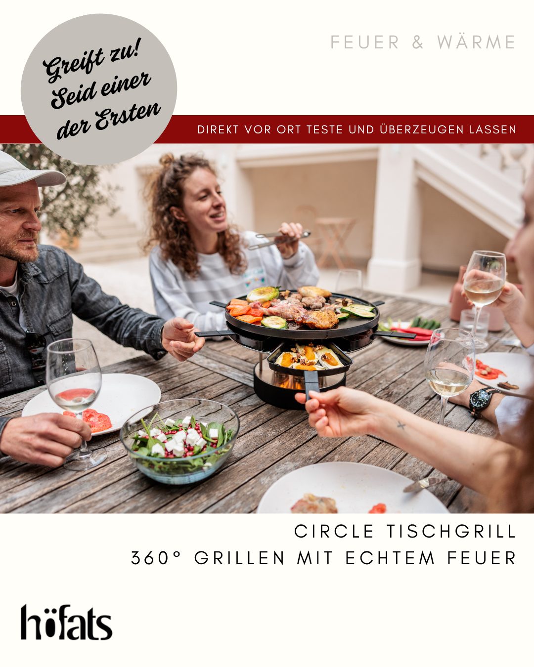 Homari Facebook ad: CIRCLE von höfats, der Tischgrill für höchsten Grillgenuss.
