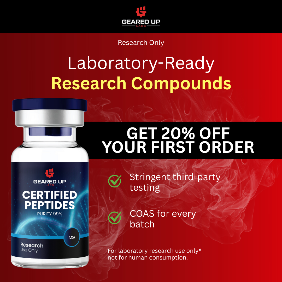 GearedUp Labs Facebook ad: Research Peptides for Laboratory Use