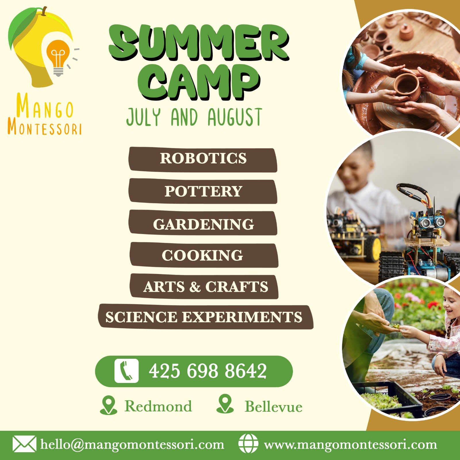 Mango Montessori Facebook ad: At Mango Montessori's summer camp, every activity is…