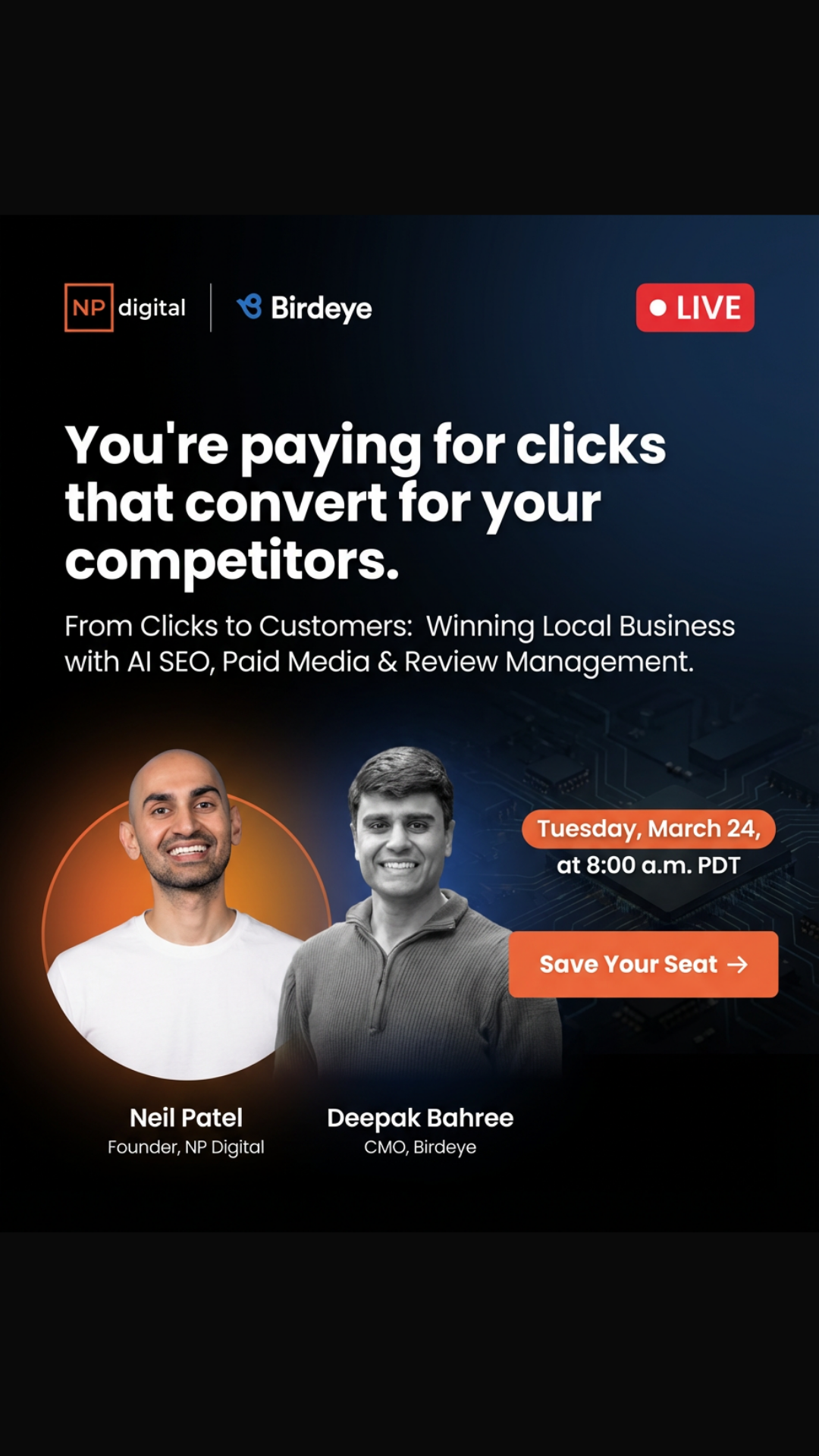 Neil Patel Facebook ad from Mar 18, 2026