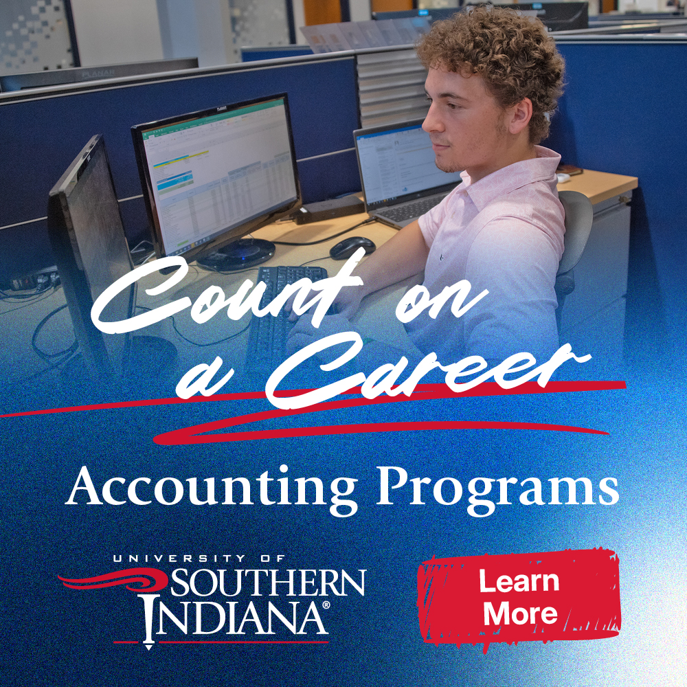 University of Southern Indiana Facebook ad: Consulting. Auditing. Risk analysis.