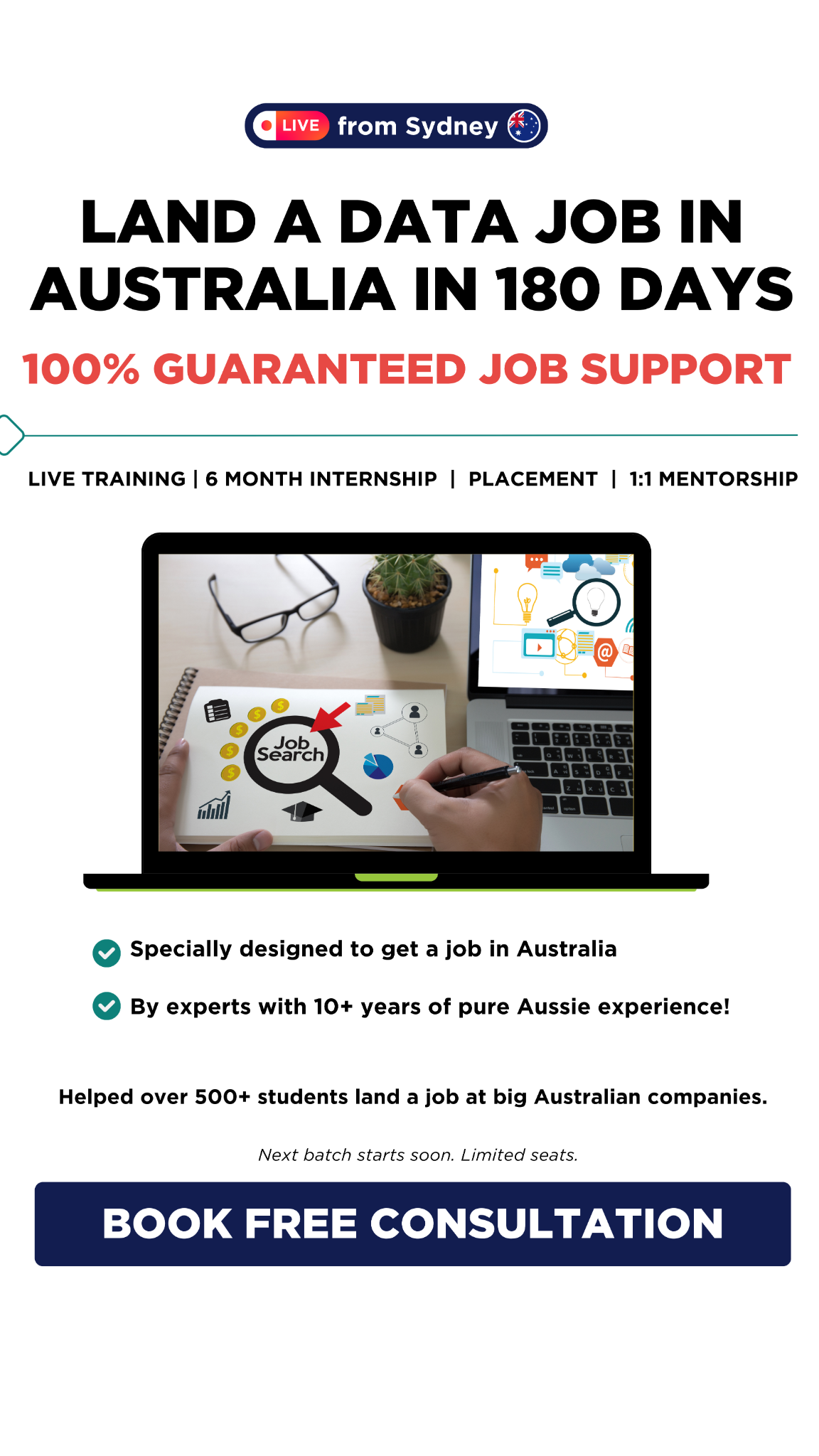 The Data Analytics Institute Facebook ad: Book FREE Consultation