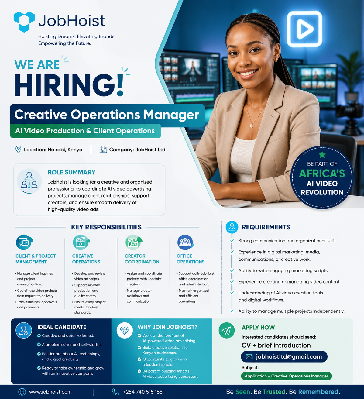 JobHoist Facebook ad: We’re Hiring: Creative Operations Manager