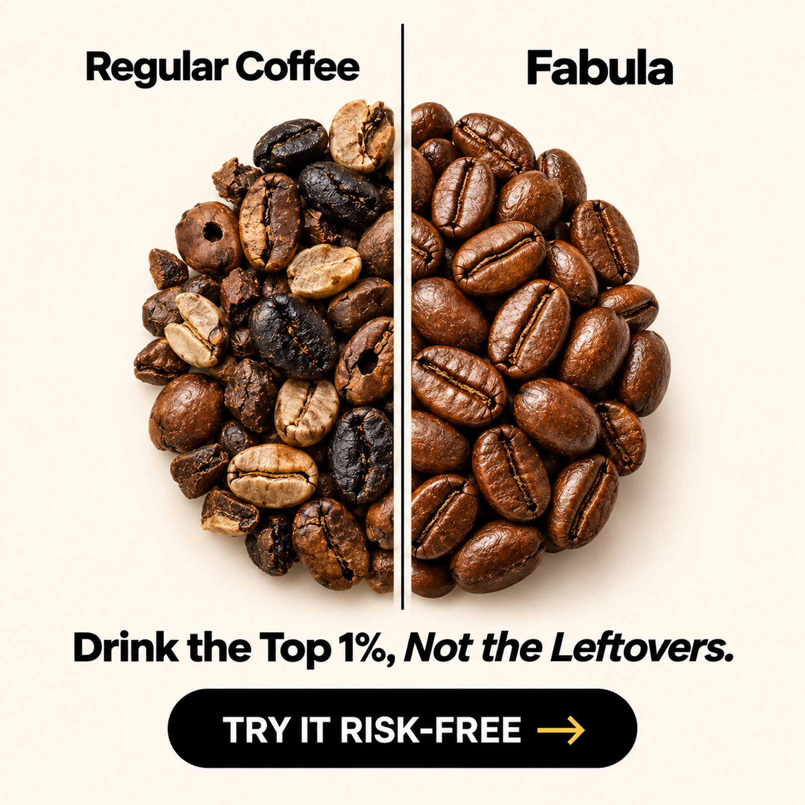 Fabula Coffee Facebook ad: Drink Clean Coffee, Feel Great
