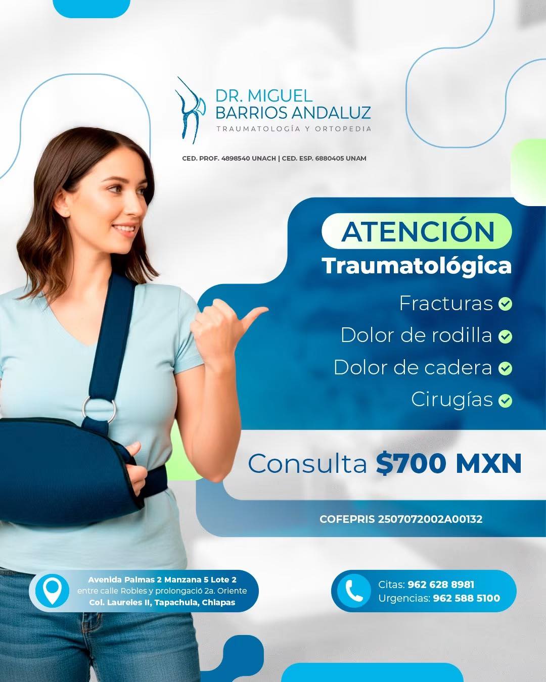 Traumatólogo Dr. Barrios Andaluz Facebook ad: Evaluación clínica enfocada en alteraciones óseas y…