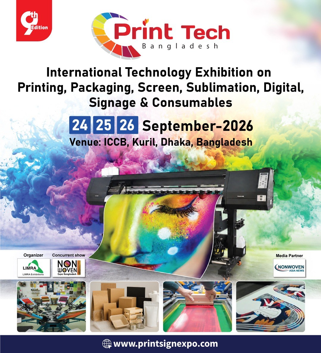 LIMRA Trade Fairs & Exhibitions Pvt. Ltd. Facebook ad: 9th PRINT TECH BANGLADESH 2026