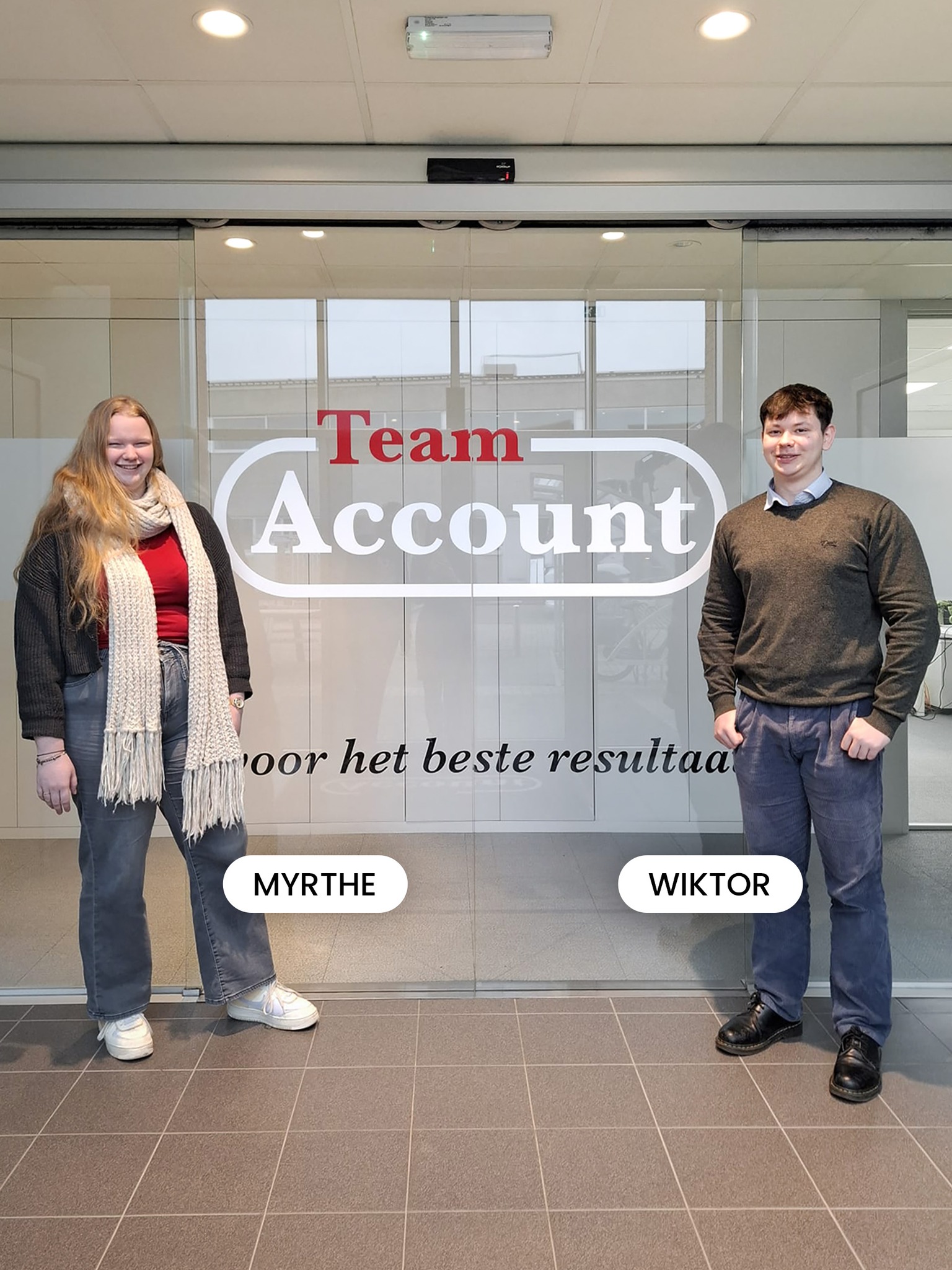 TeamAccount Facebook ad: 𝗠𝘆𝗿𝘁𝗵𝗲 & 𝗪𝗶𝗸𝘁𝗼𝗿, onze stagiairs uit het 2e…