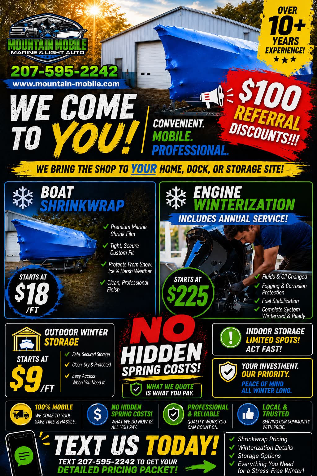 Mountain Mobile Marine & Light Auto Facebook ad: Save $$$! Plan ahead!