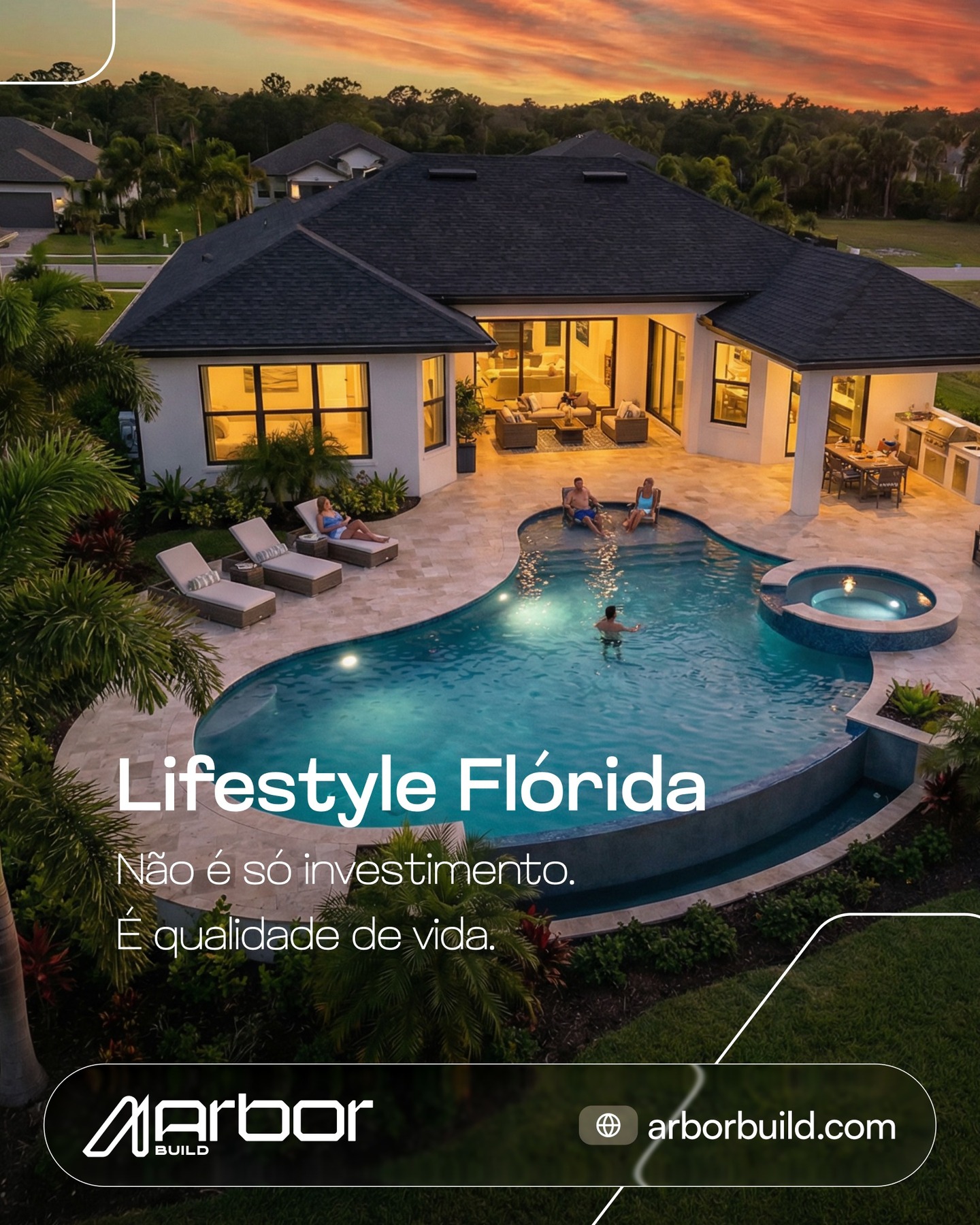 Arbor Build Facebook ad: Investir na Flórida não é só sobre retorno.