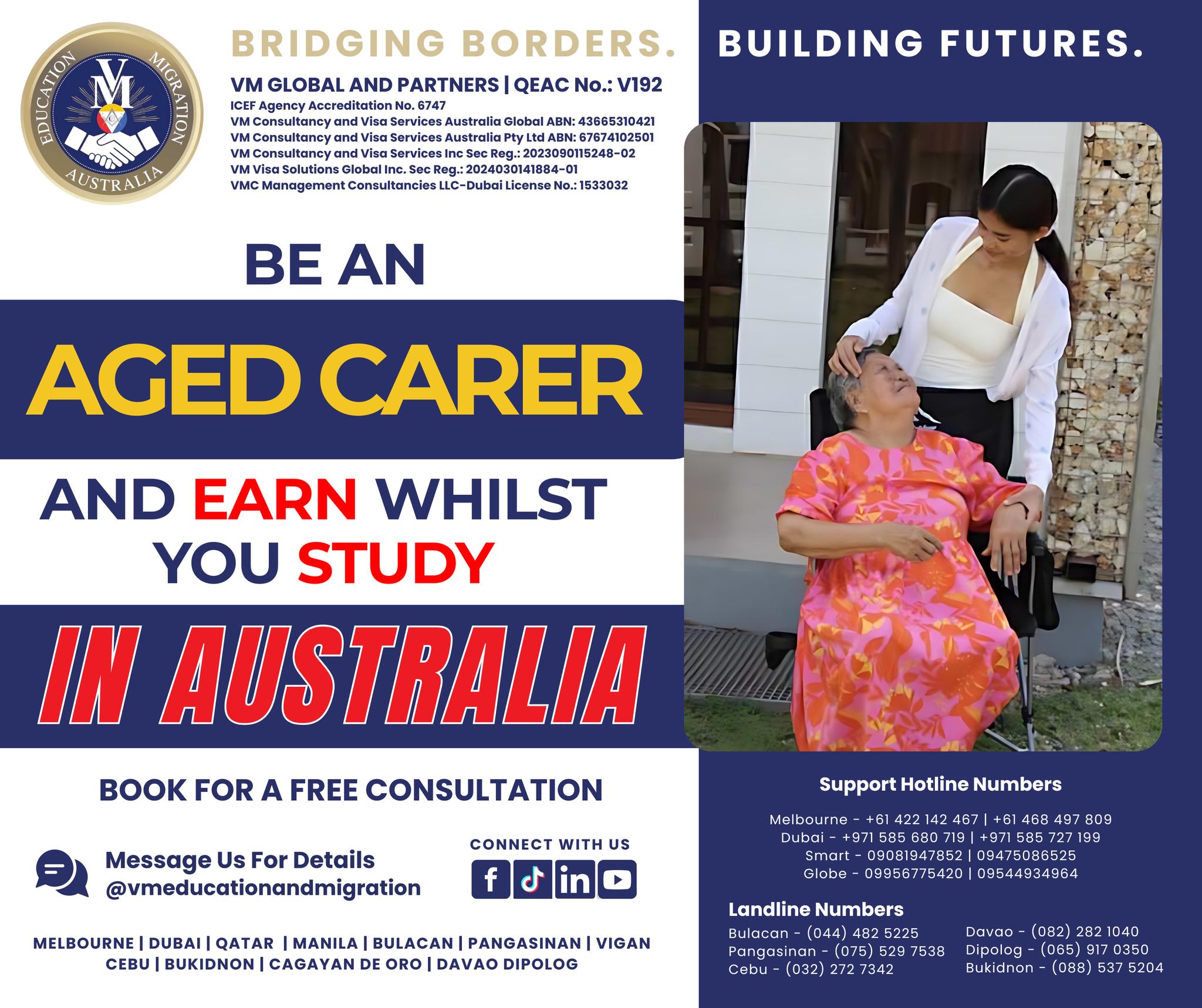 VM Consultancy and Visa Services Australia-Philippines Facebook ad: 𝐆𝐞𝐭 𝐏𝐚𝐢𝐝 𝐖𝐡𝐢𝐥𝐞 𝐘𝐨𝐮 𝐋𝐞𝐚𝐫𝐧 𝐢𝐧…