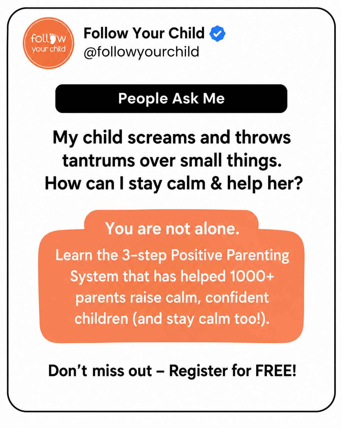 Follow Your Child Parenting Services Facebook ad