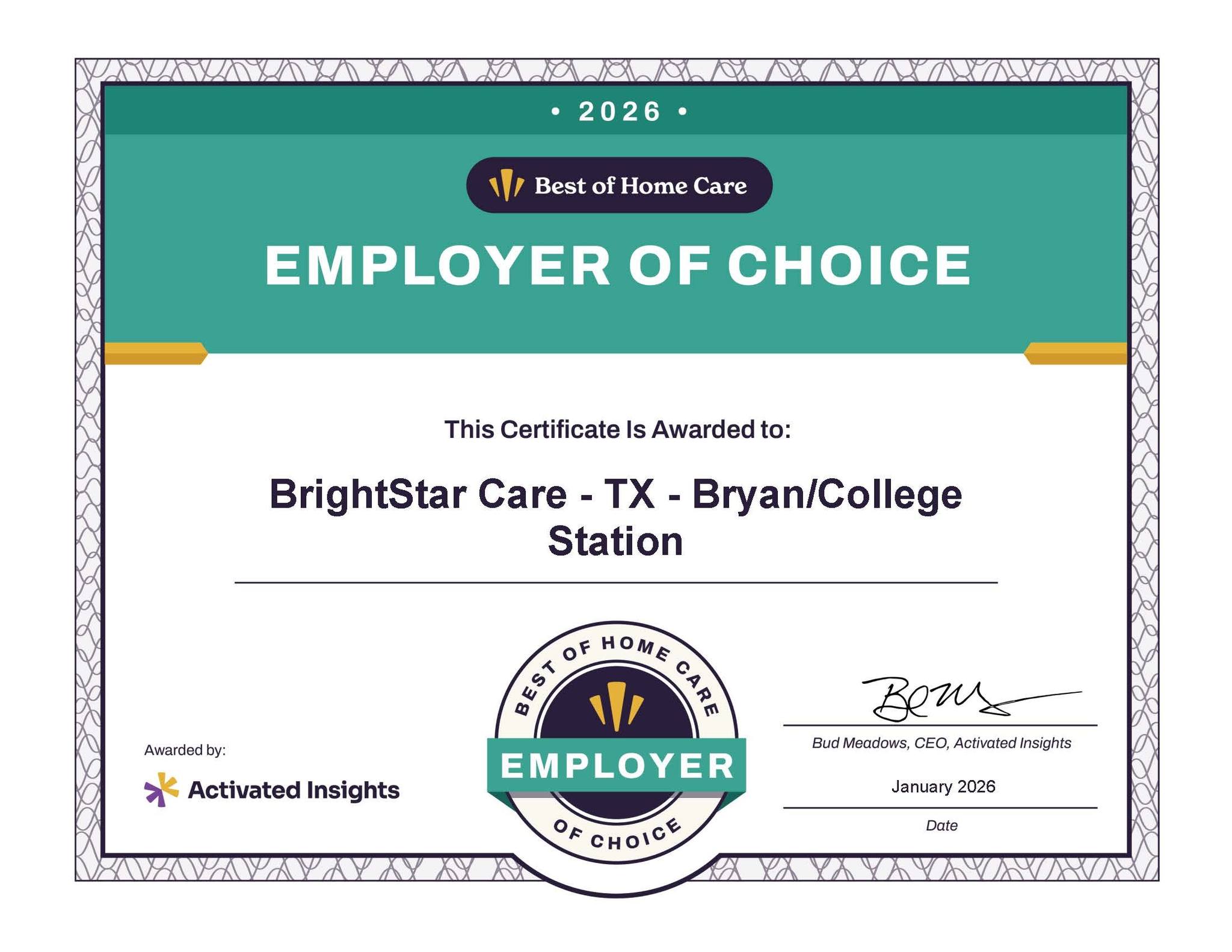 BrightStar Care Bryan / College Station Facebook ad: This news just in!