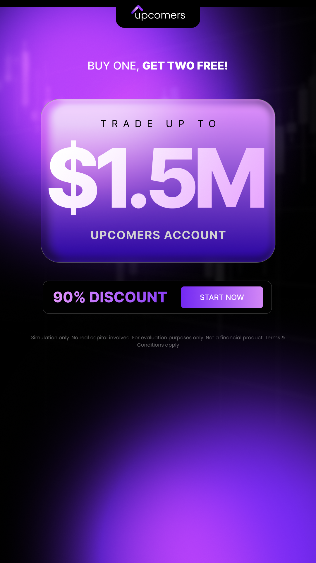 Upcomers.com Facebook ad: 90% OFF & 2 FREE