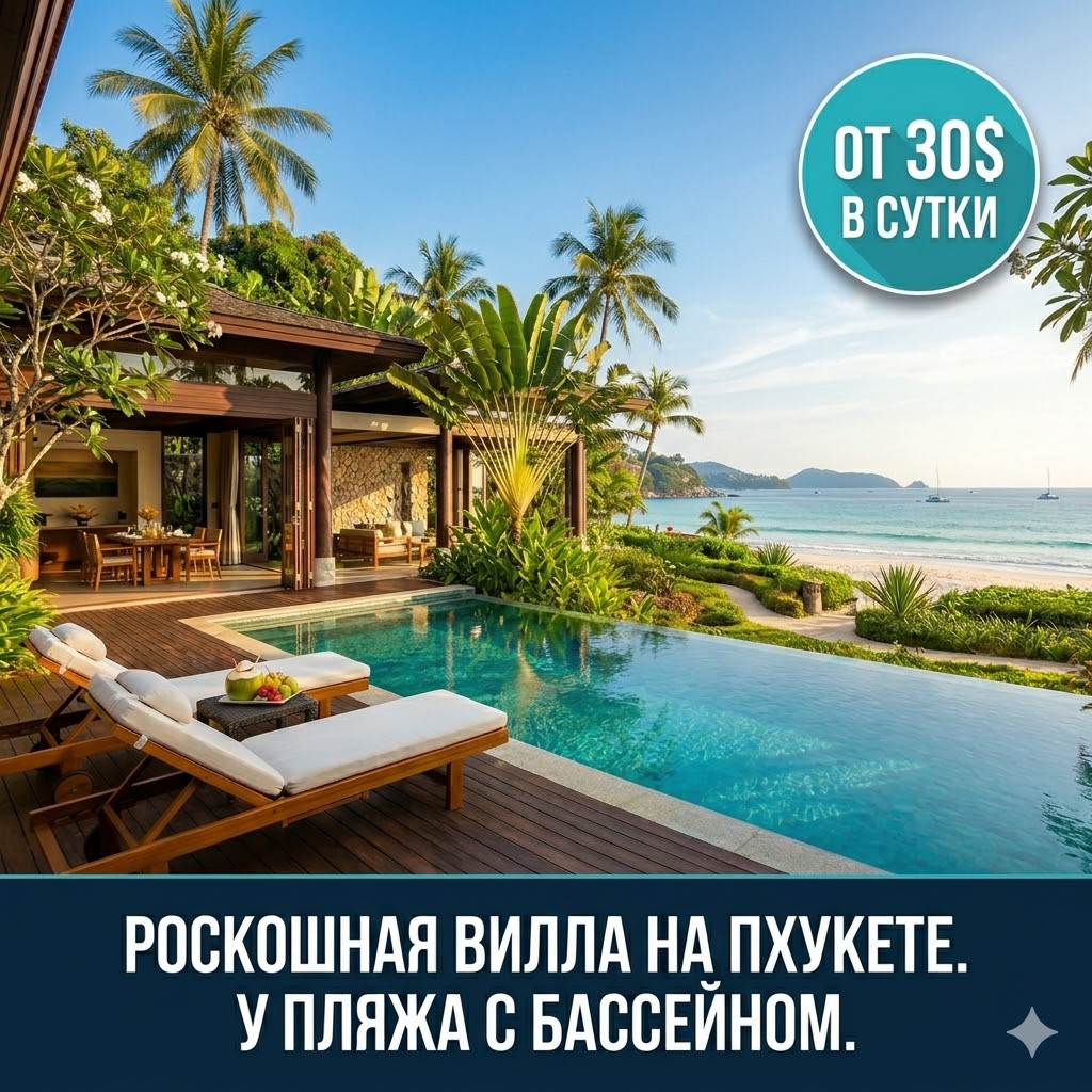 Phuket Real Estate Facebook ad: Роскошная вилла у моря от 30$/сутки