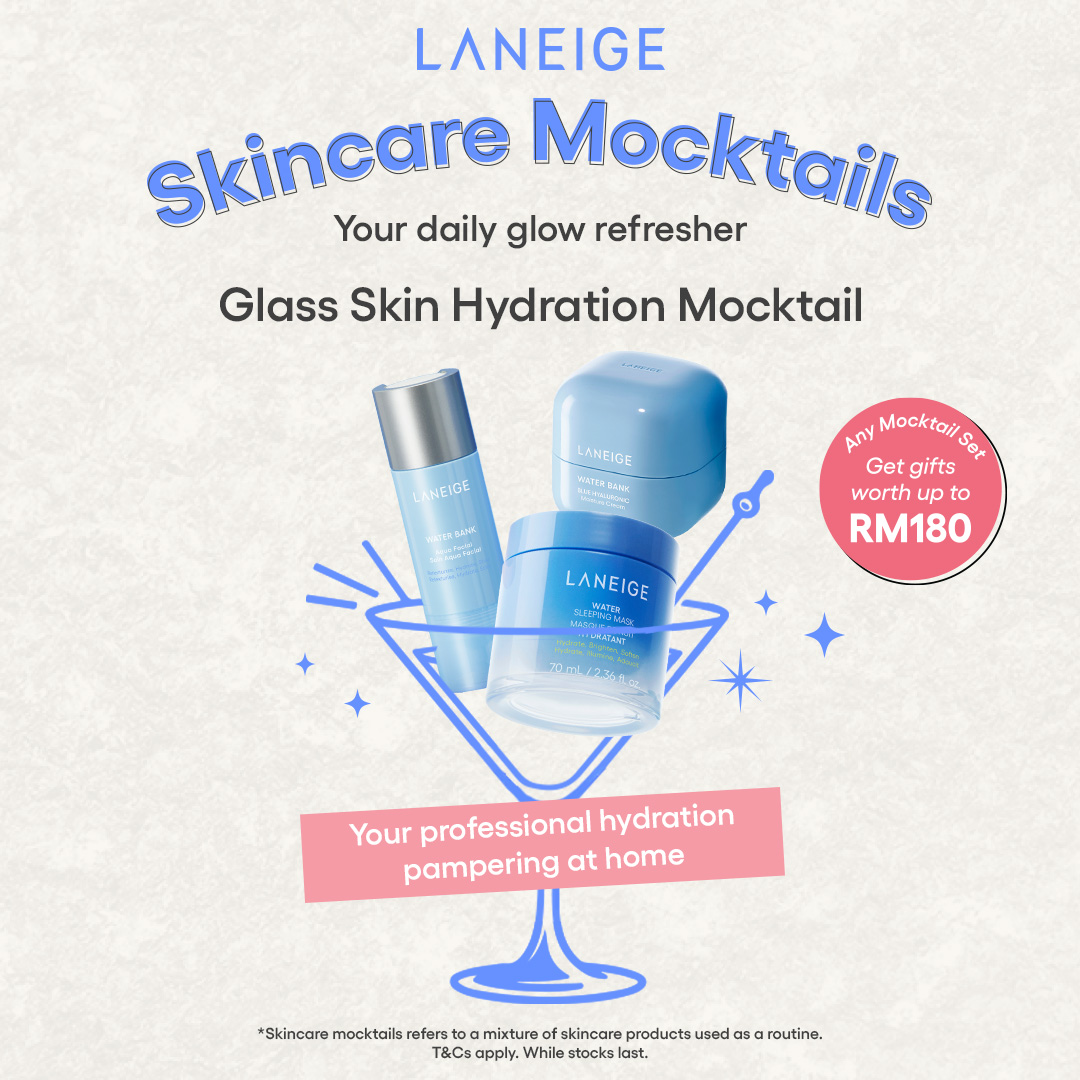 Laneige MY Facebook ad: Quench your skin's thirst with Laneige Skincare Mocktails.