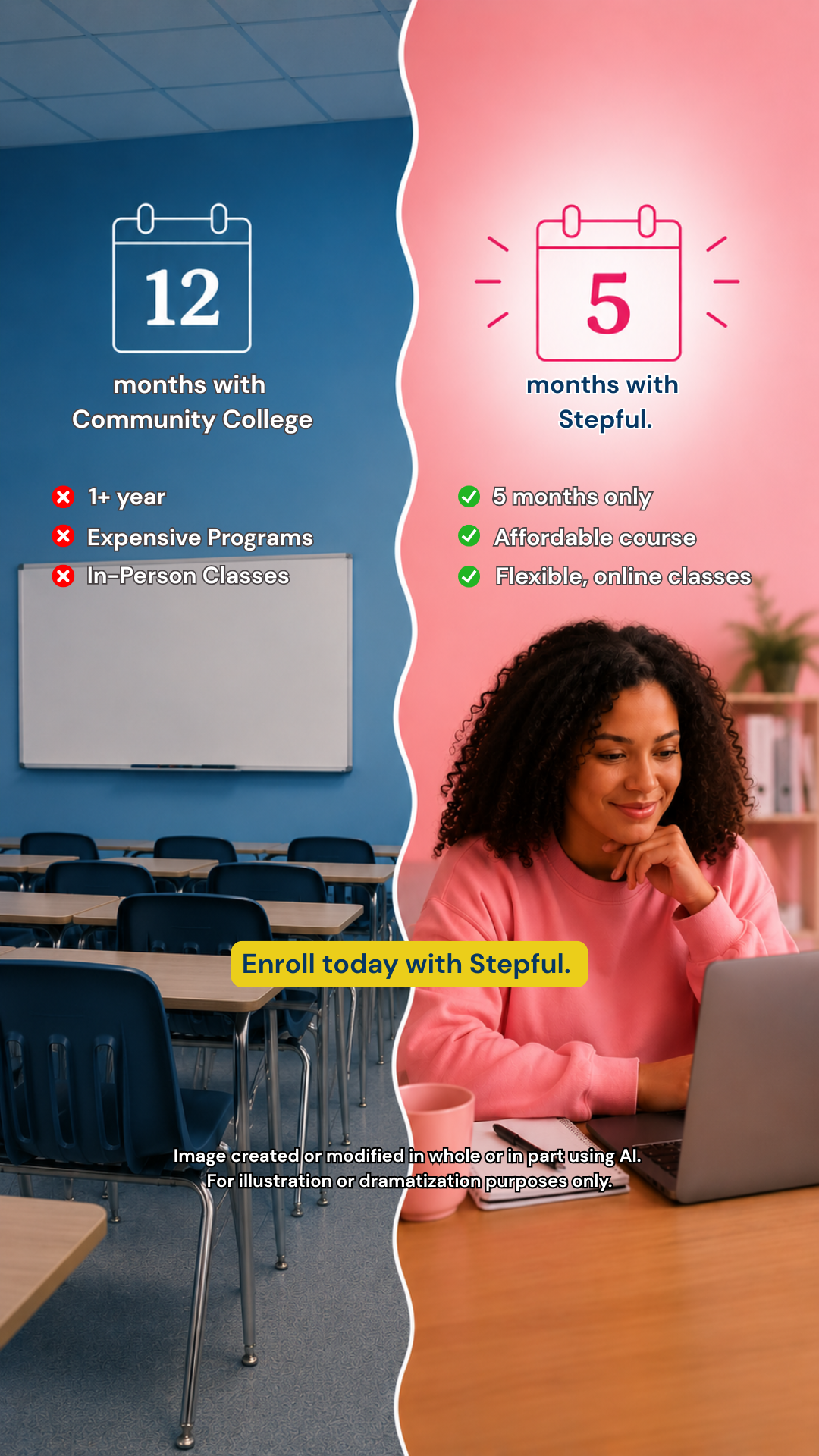 Stepful Facebook ad: Become a Medical Assistant Around Your Life