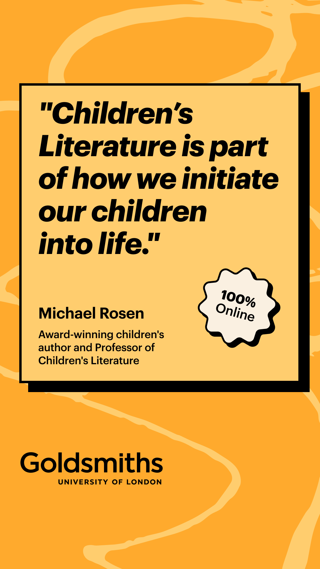 Goldsmiths, University of London Facebook ad: Children’s Literature MA