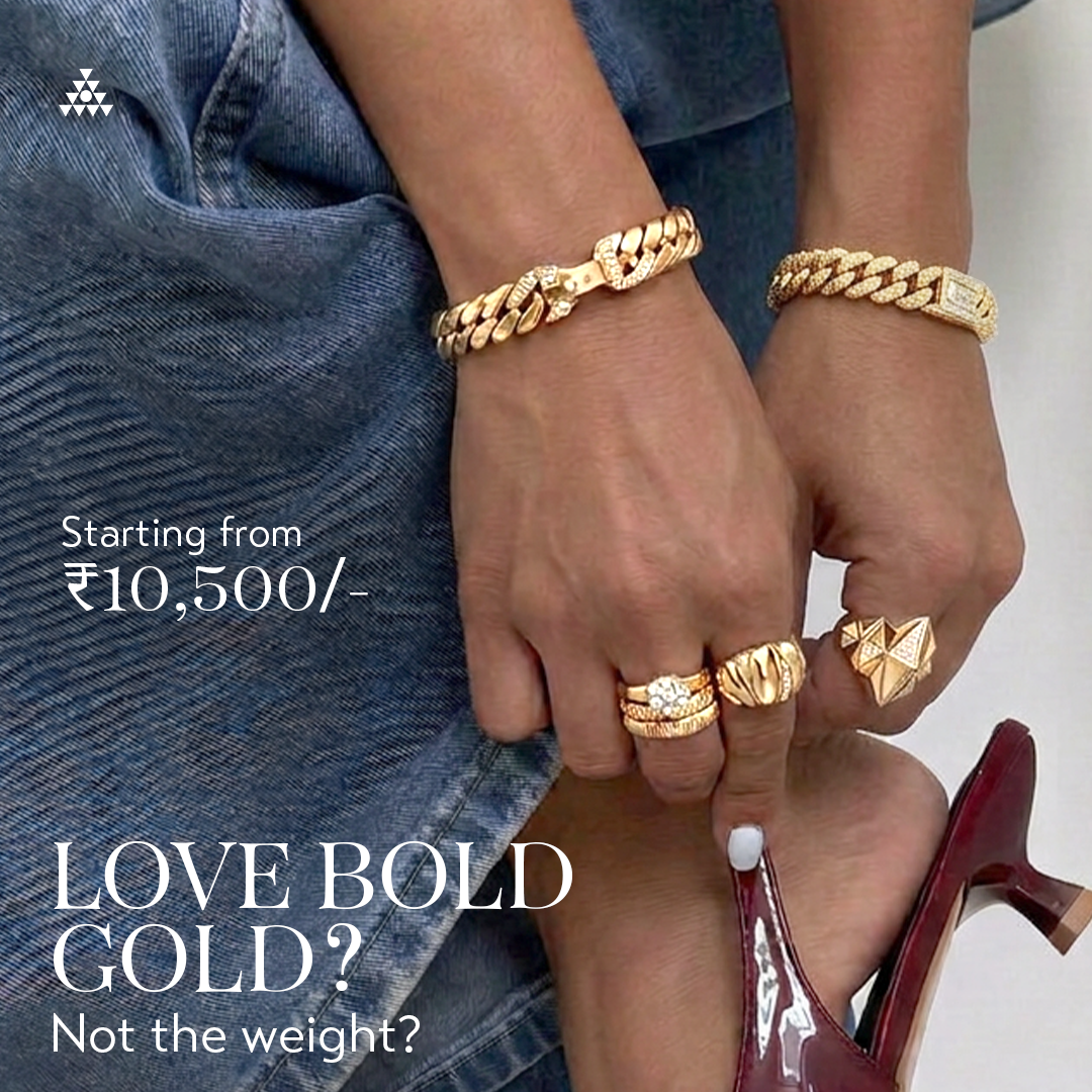 ekatra jewels Facebook ad: The Look of Heavy Gold. Without the Weight.