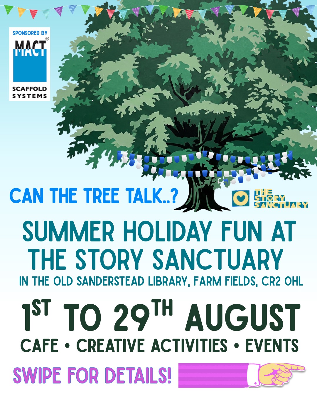 The Story Sanctuary Croydon Facebook ad: SUMMER HOLIDAY FUN AT THE STORY SANCTUARY