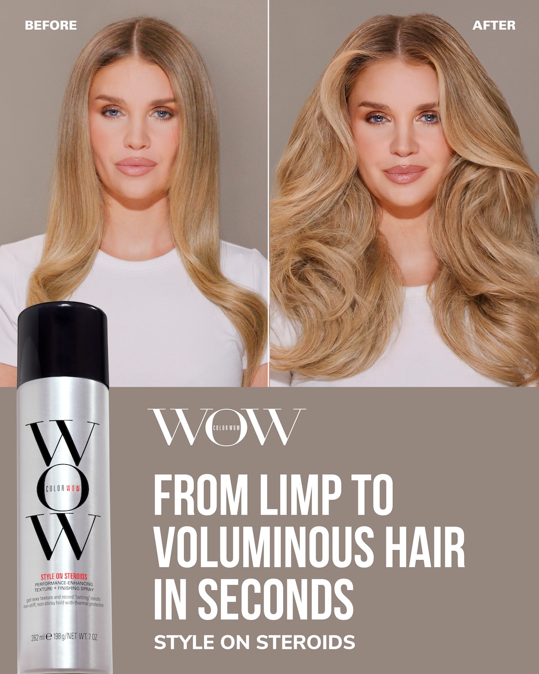 Color Wow Facebook ad: Instant Texture & Volume