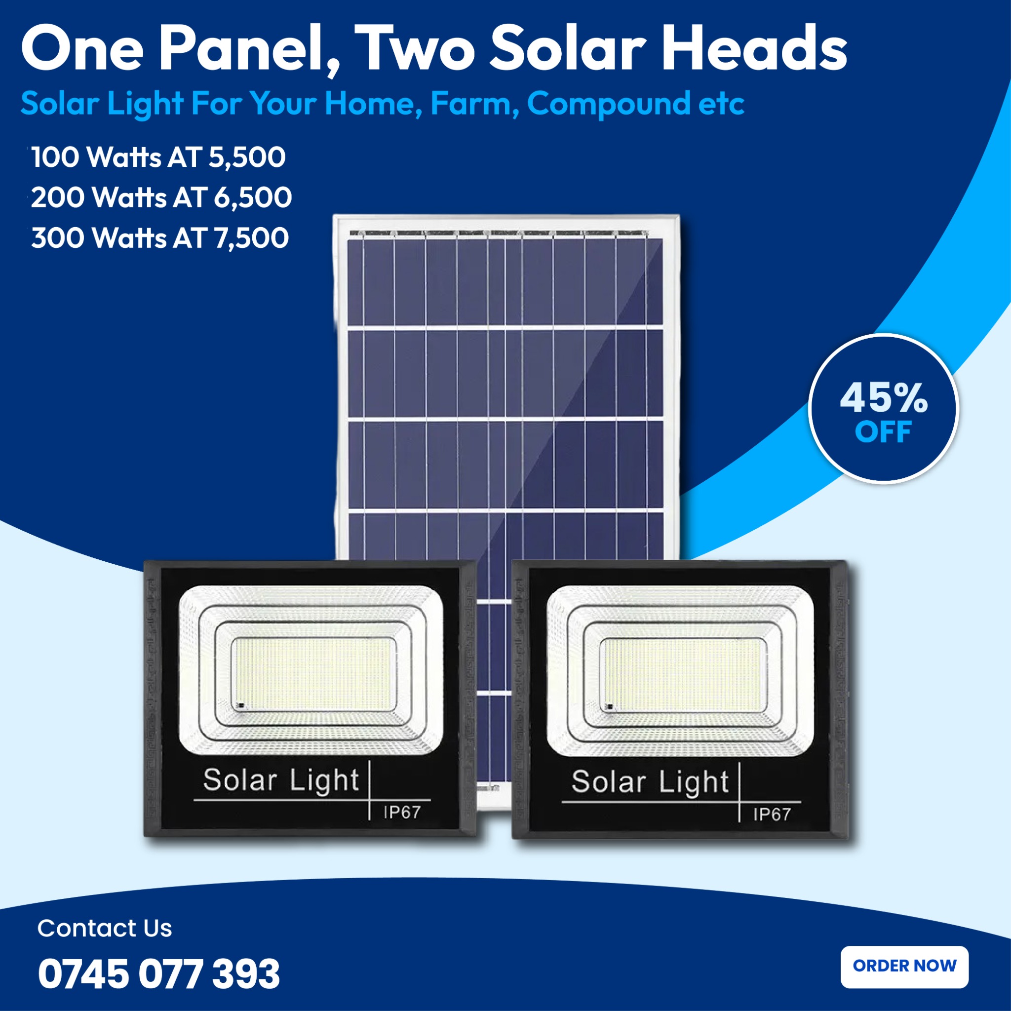 Techine Stores Facebook ad: 100W, Ksh. 5,500 200W, Ksh. 6,500 300W, Ksh. 7,500