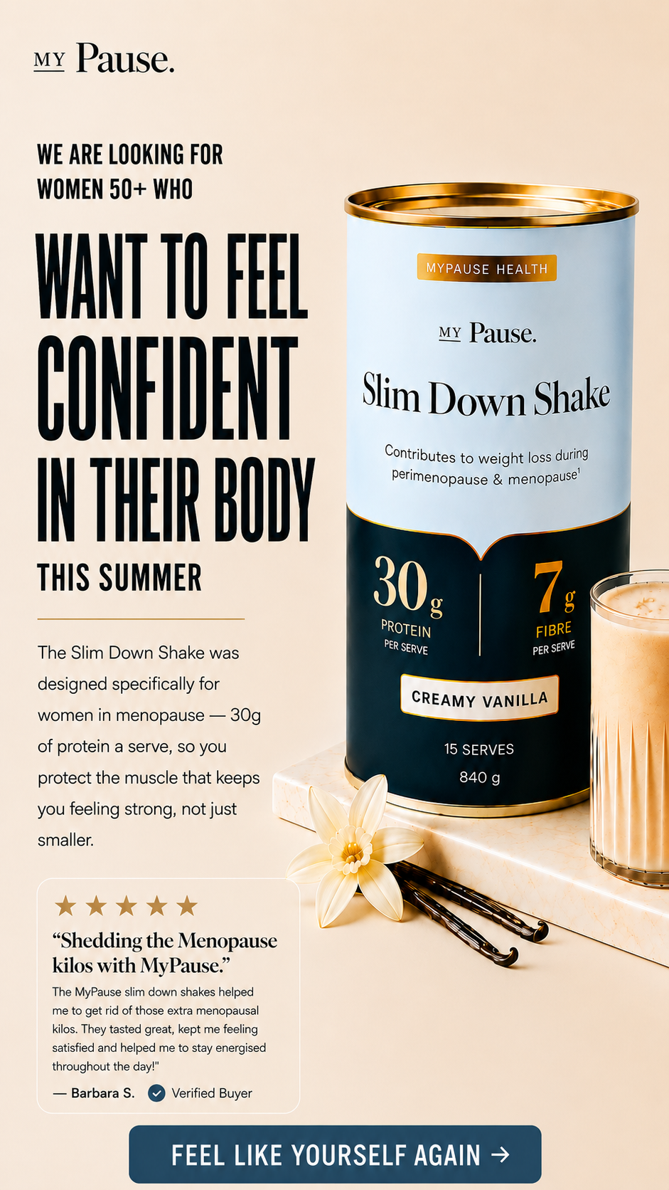 MyPause Health Facebook ad: The Shake Made For Women 40+