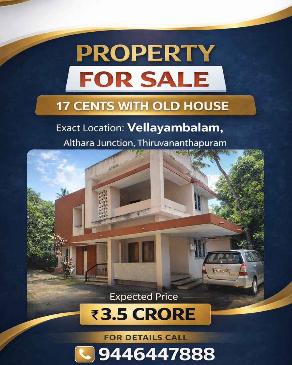 Raji Venugopal Facebook ad: 17 Cents with an old house at Vellayambalam…