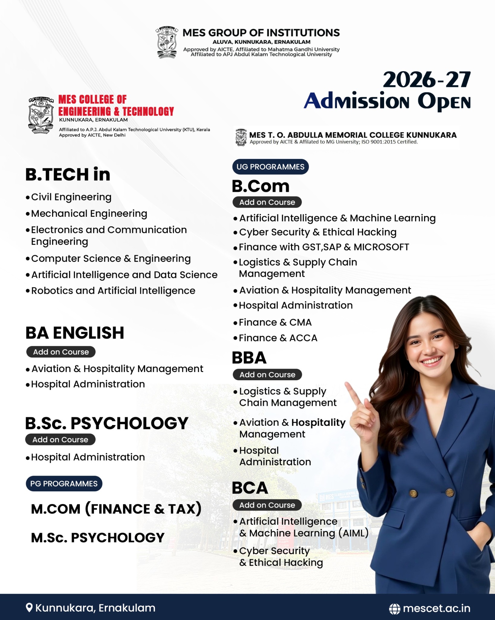 MES Group of Institutions Facebook ad: Admissions Open for 2026-27!