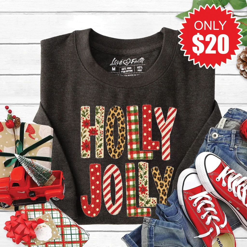 Love in Faith Facebook ad: Christmas Sweatshirts Starting at $20!