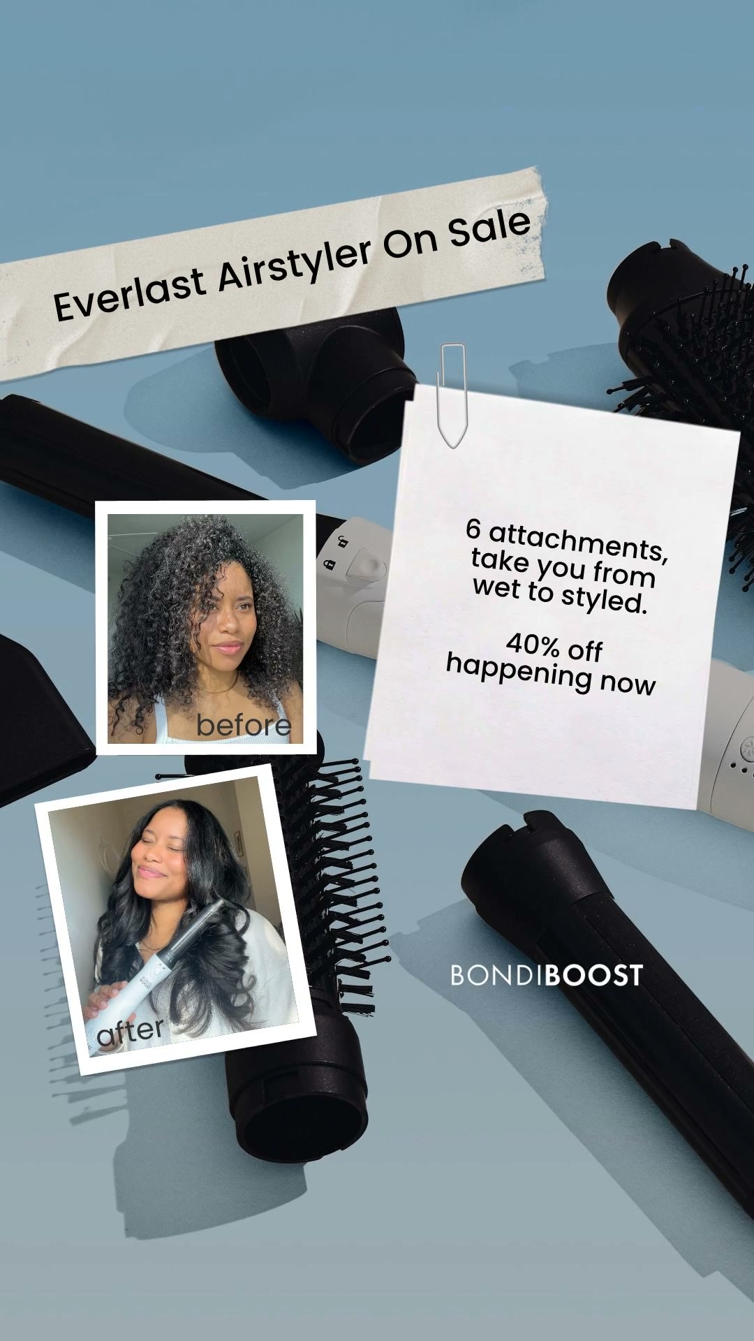 BondiBoost Facebook ad: Everlast Airstyler 40% off