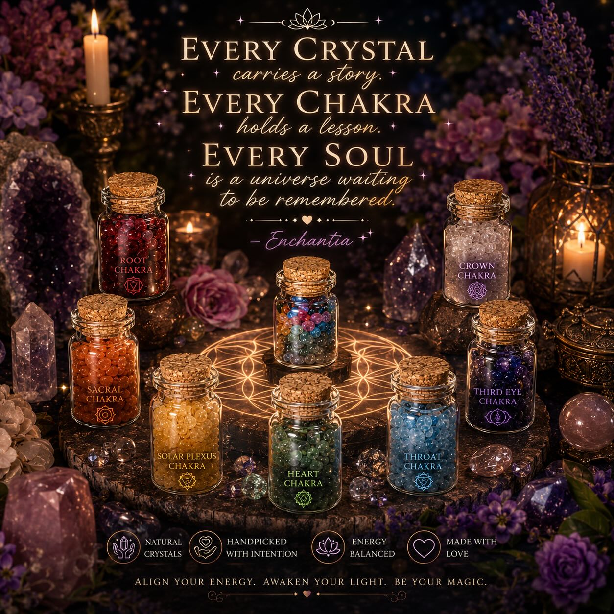 enchantia.magic Facebook ad: Crystal Chakra Jars
