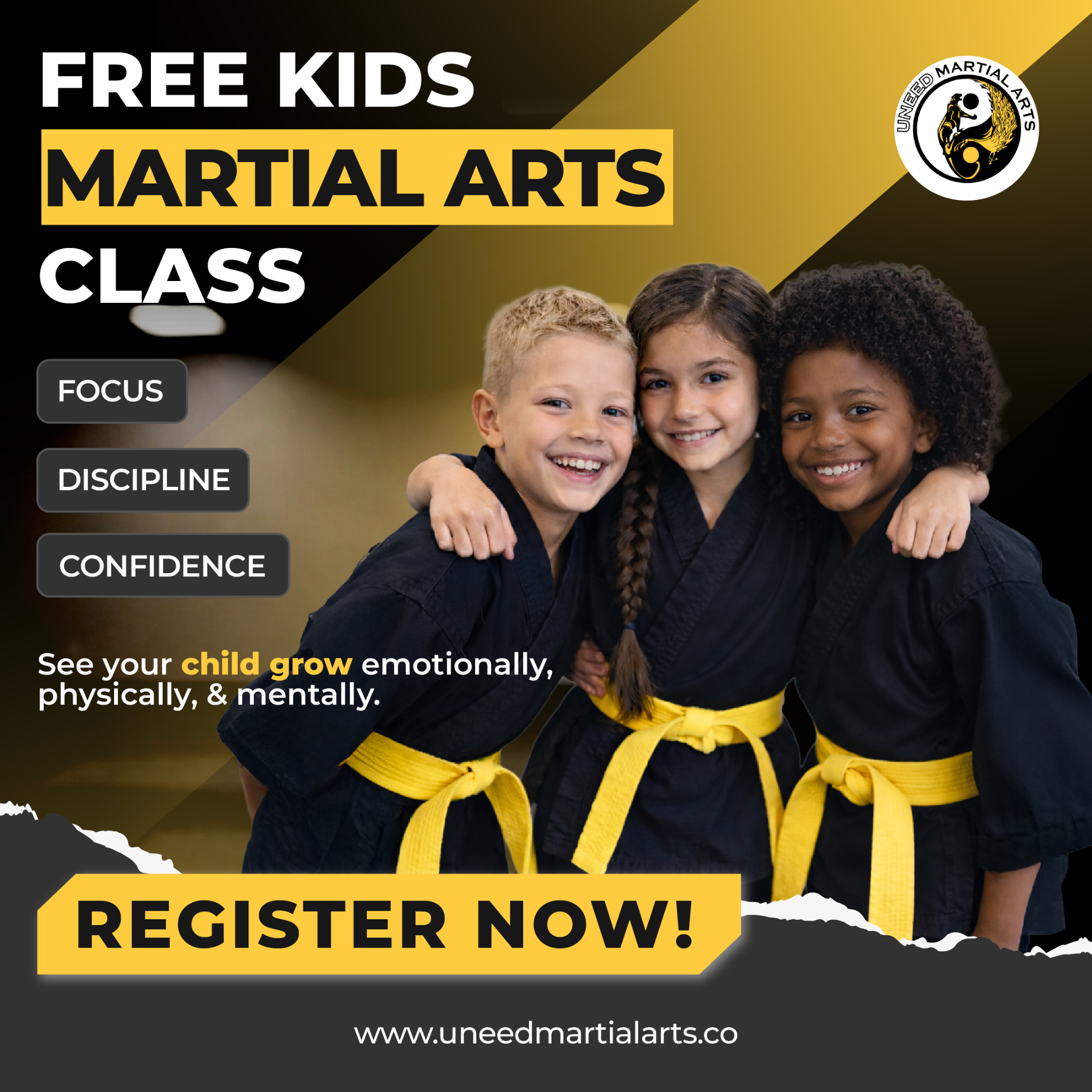 Uneed Martial Arts Facebook ad: Free Kids Intro Lesson!