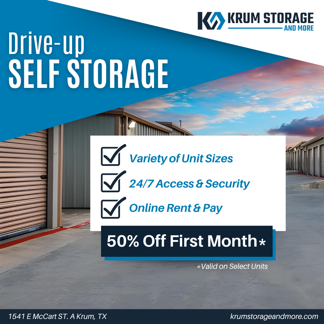 Krum Storage & More Facebook ad: Price Reductions & Specials