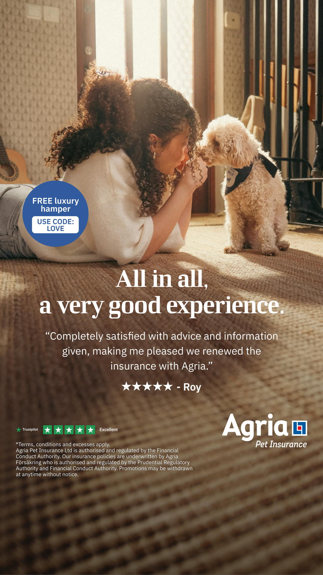 Agria Pet Insurance Facebook ad from Aug 17, 2026