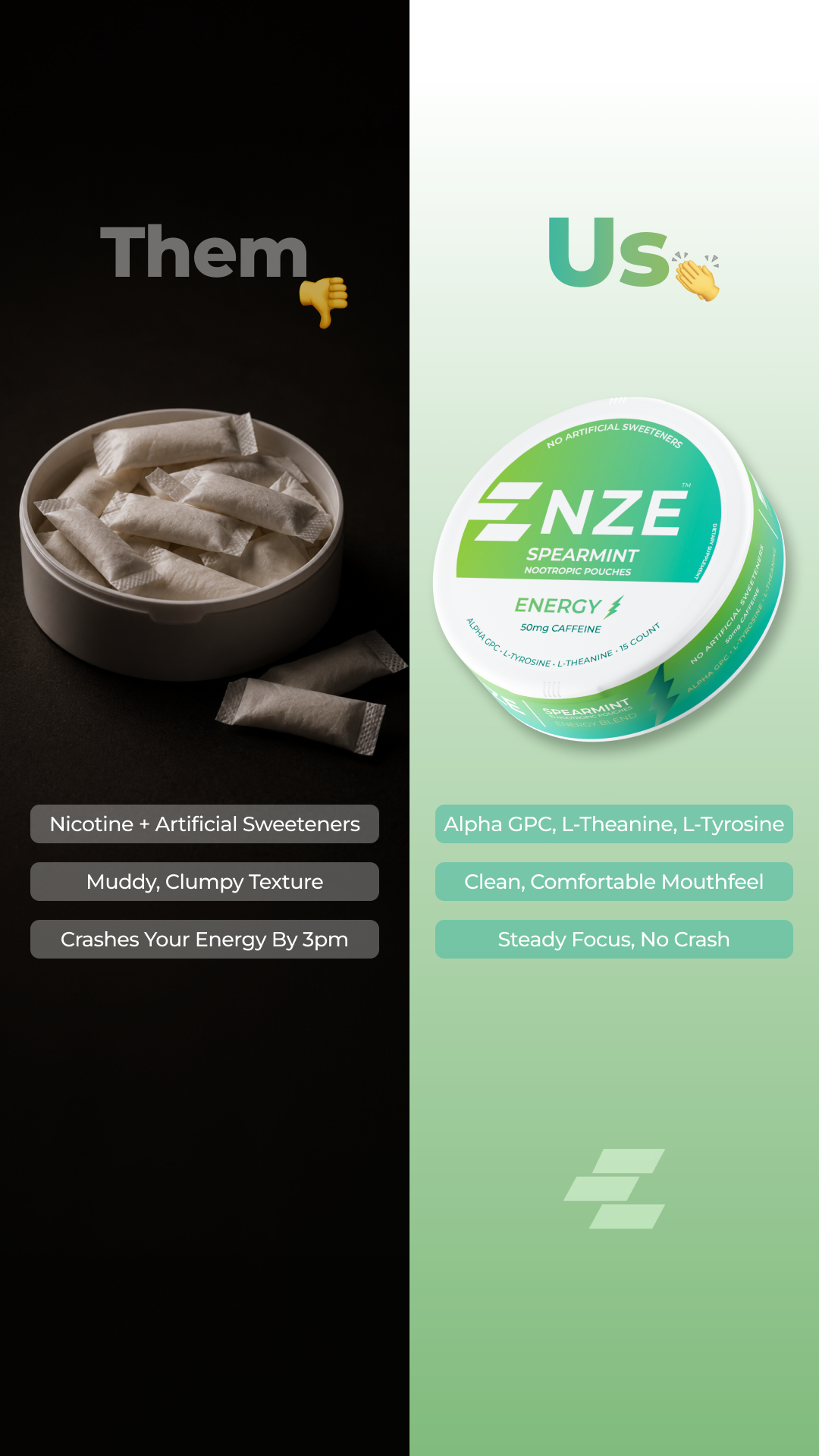 NZE Facebook ad: Pouches With Natural Ingredients